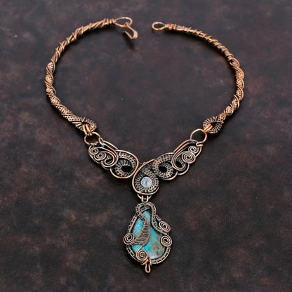 Wire Wrapped Necklace With Shattuckite Pendant