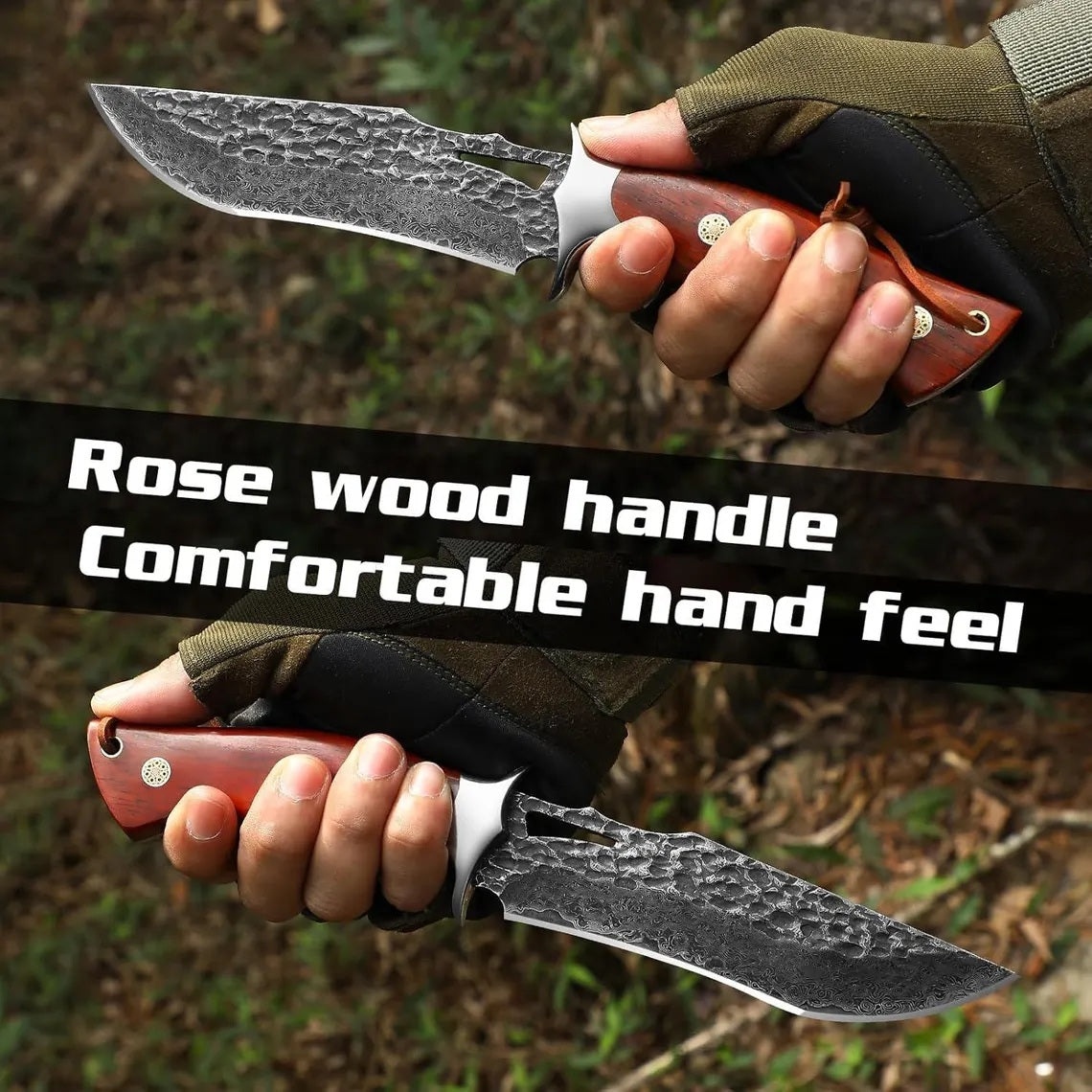 Personalized Damascus Hunting Knife –  Fixed Blade with Custom Engraving