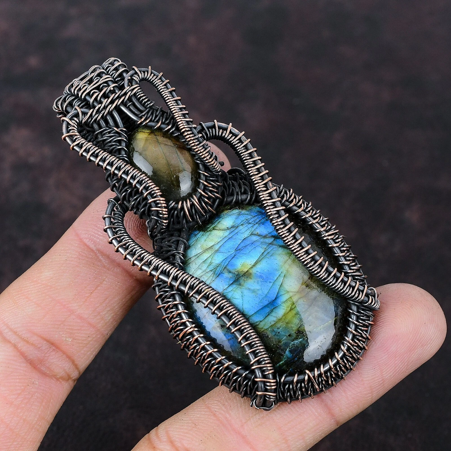 Wire Wrapped Labradorite Oval Pendant 20" Necklace