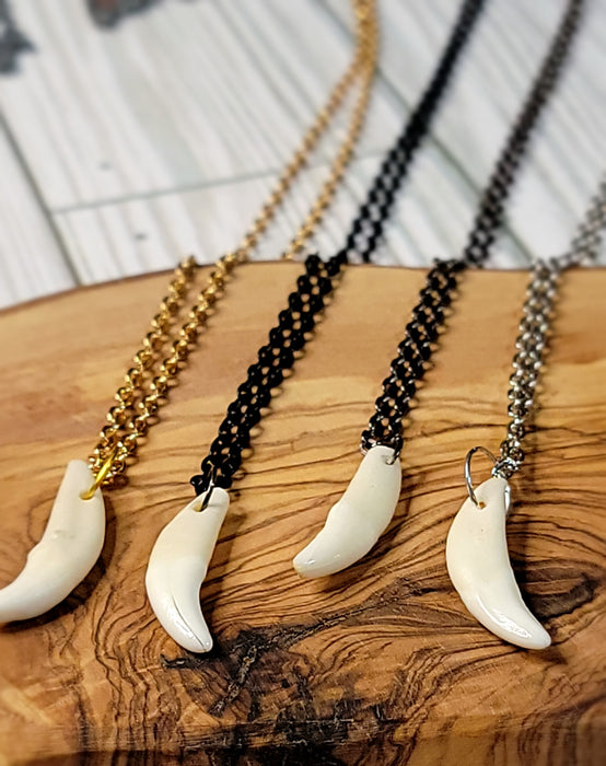 Coyote Tooth Necklace White Polished (WCN) - North Rustic