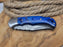 Damascus Folding Knife Blue Pakka Wood Handle PJ03 - North Rustic