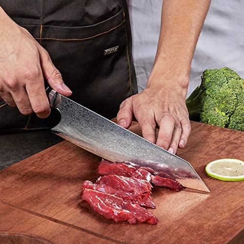 Chef Kitchen Culinary Knife 8" Ebony Wood Resin Handle VG10 Damascus VC14 - North Rustic