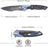 Damascus Pocket Knife Blue Titanium Carbon Fiber Handle VP68 - North Rustic