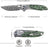Premium Damascus Folding Knife Green G10 Handle VP43 - North Rustic