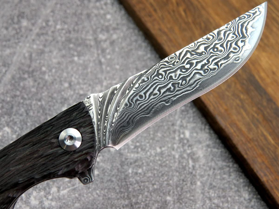 VG10 Damascus Folding Knife Ebony Wood Handle VP34 - North Rustic