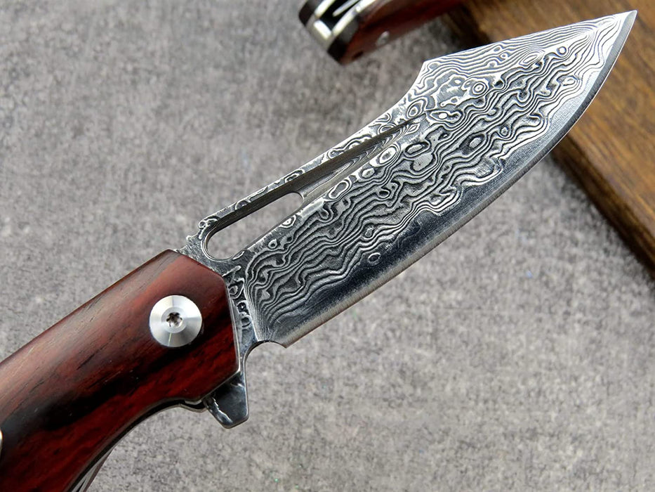 VG10 Damascus Folding Knife Rose Wood Handle VP13 - North Rustic