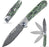 Damascus Blade Gold Shred Resin Handle Pocket Knife VP41 - North Rustic