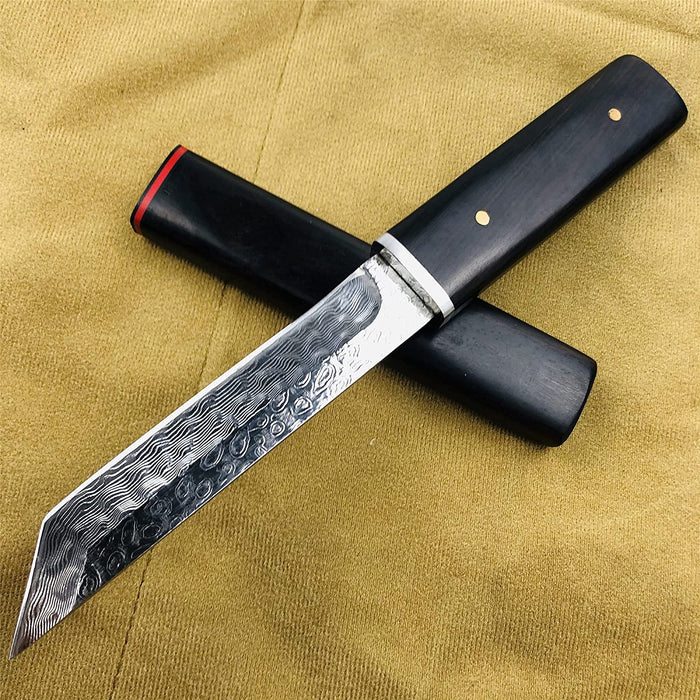VG10 Damascus Tanto Hunting Knife Wood Handle VE05 - North Rustic