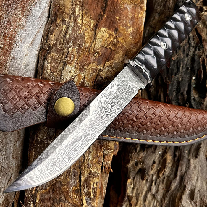 VG10 Damascus Hunting Knife Ebony Wood Handle VE04 - North Rustic