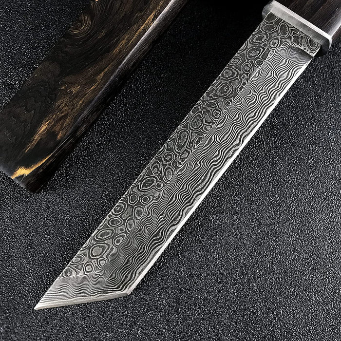 VG10 Damascus Hunting Knife Ebony Wood Handle VE03 - North Rustic