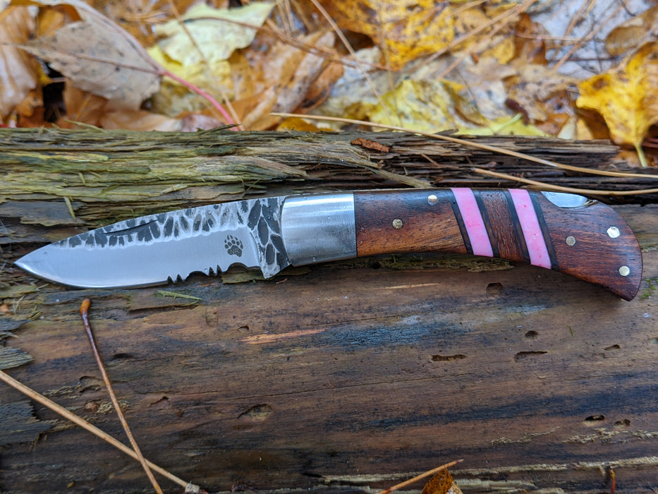 Personalized Folding Knife | Rose Wood Pink Coral Handle | NR05-4 - North Rustic