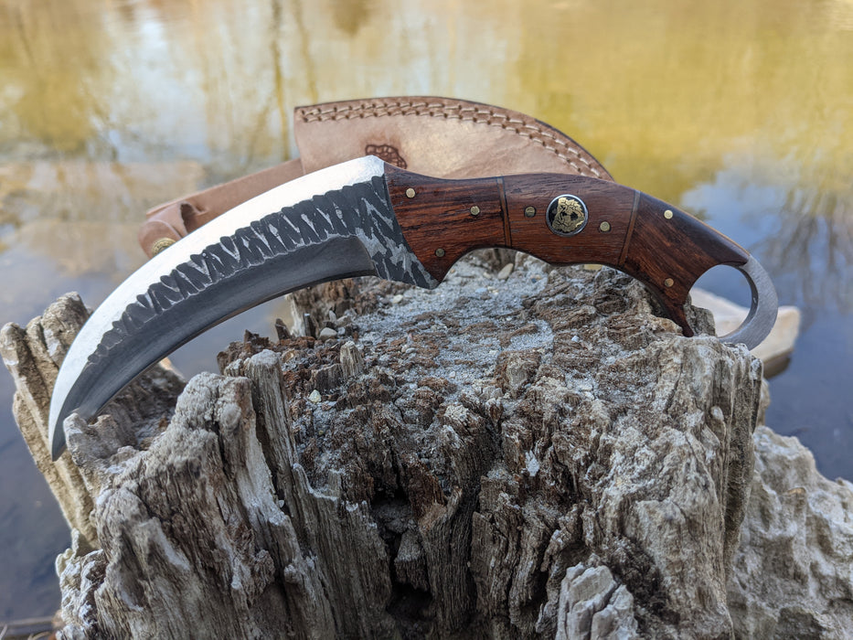 Personalized Hunting Knife, Rose Wood Handle Karambit, NR07-2