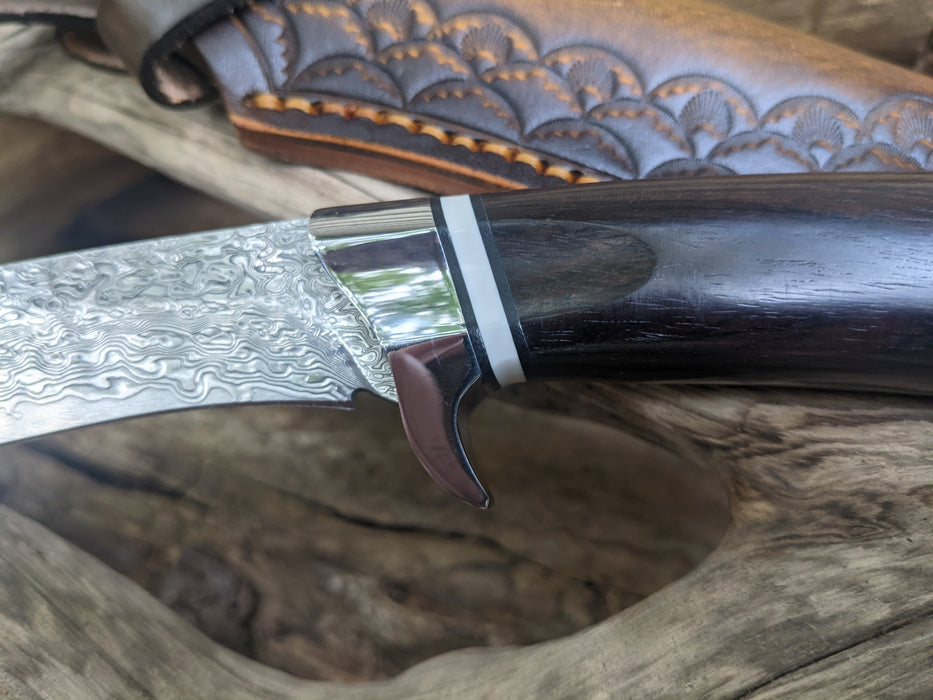 Premium VG10 Damascus Hunting Knife Ebony Wood Handle - North Rustic