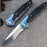 Damascus Pocket Knife Blue Titanium Carbon Fiber Handle VP68 - North Rustic