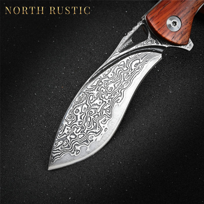 VG10 Damascus Folding Knife Rose Wood Handle VP06 - North Rustic