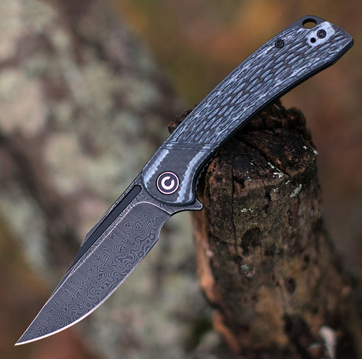 Premium Damascus Folding Knife G10 Carbon Fiber Handle VP39 - North Rustic