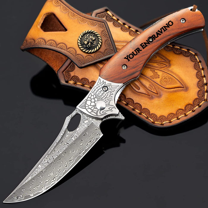 VG10 Damascus Pocket Knife Rose Wood Handle VP52 - North Rustic