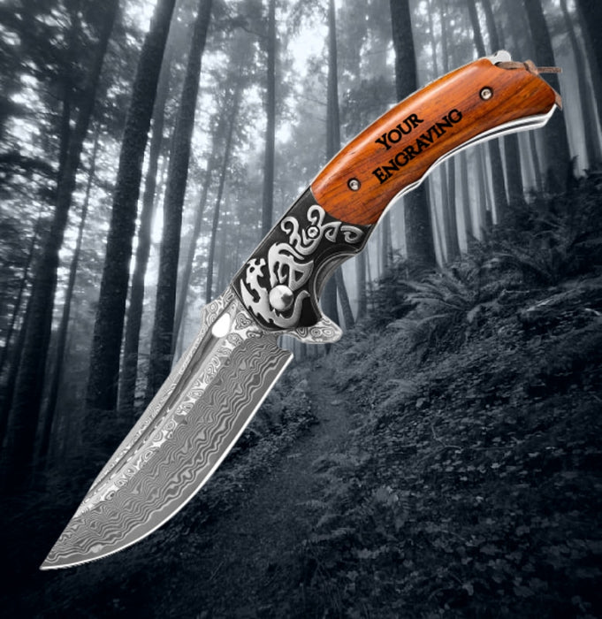 Engraved Pocket Knife, Personalized Wood Knife