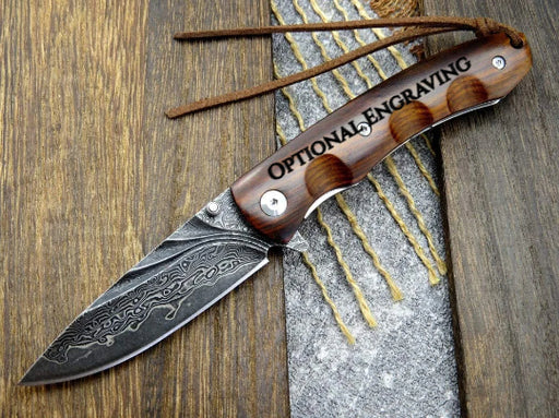 Damascus Folding Knife Pocket Knife for Men 6,5 Made of Authentic