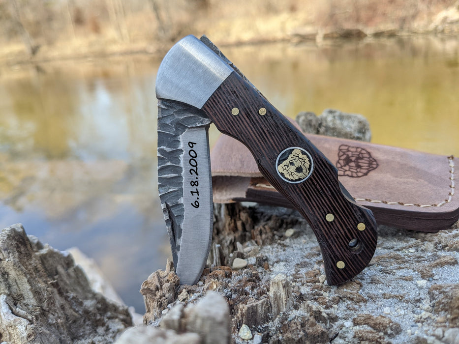 Personalized Folding Knife | Wenge Wood Handle | NR03-3 - North Rustic