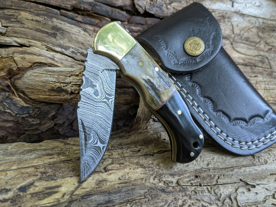 Custom Laser Engraved Hand Crafted Damascus Steel With Buffalo 